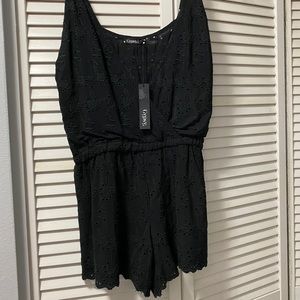 Crocheted Black Short Romper